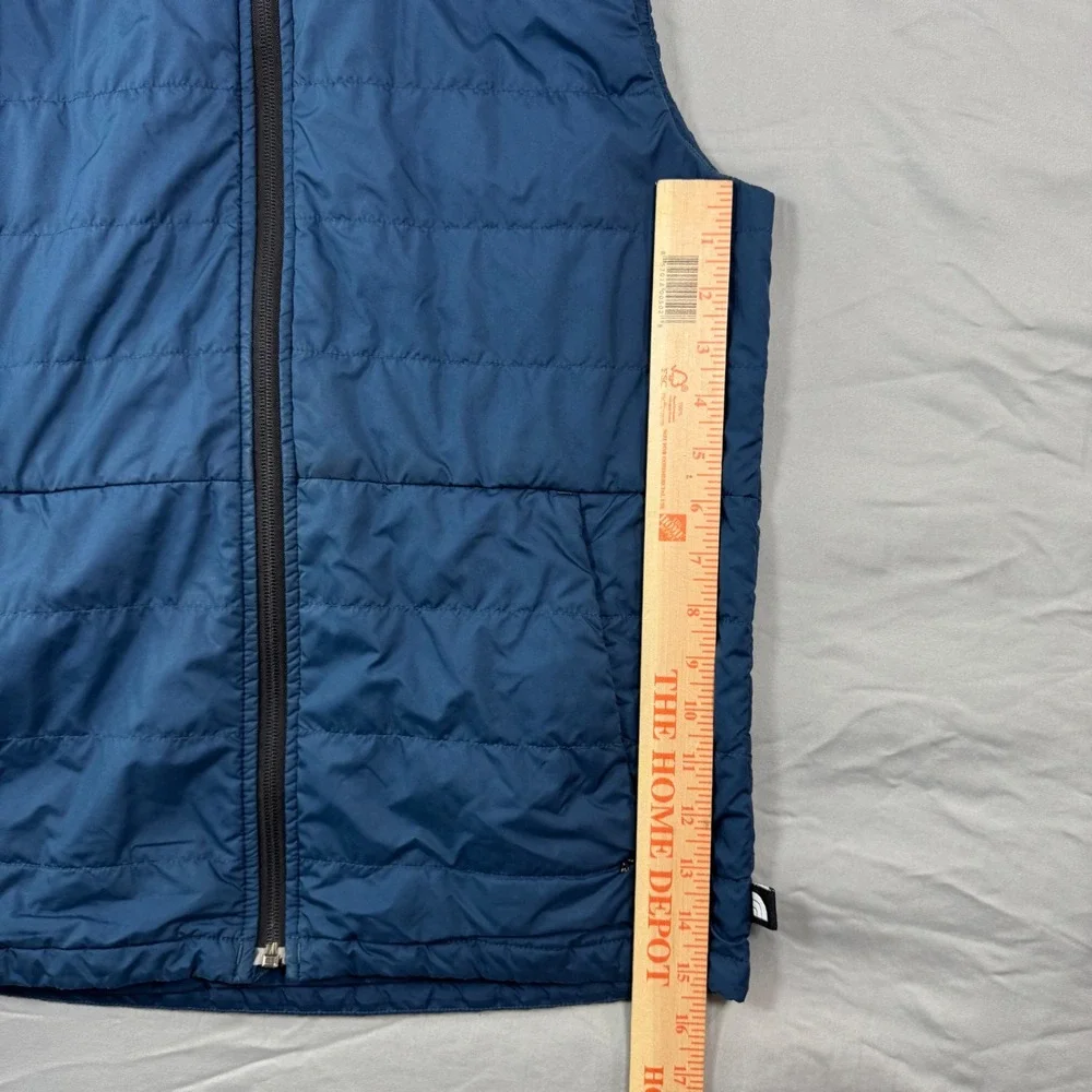 The North Face Mens Tamburello Puffer Vest Blue Full Zip Quilted Sz S Insulated
